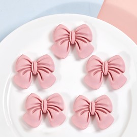 8pcs Large Slime Charms Bow Flatback Resin Charms Cute Bow Embellishments for Phone Cases, Photo Frames, Jewelry Boxes, Stationery Boxes, Scrapbooking DIY Crafts (Pink)
