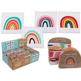 KAMACA Set of 4 Magic Towels Cotton Magic Towel for Children Magic Towel Party Bag Gift Idea Children's Birthday Gift Travel (Set of 4 Rainbow)