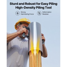 VEVOR T Post Driver, Heavy Duty Metal Manual Rammer with Handles for U-Channel & Wooden Fence, Fits T-Posts with Inner Diameter up to 6.1", Ideal for Farm, Garden, Yard Use