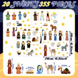 36 Sheets Christmas Nativity Stickers Make a Nativity Scene Sticker Funny Jesus Stickers Build Your Own Christmas Crafts for Kids Religious Bible Scene Party Favor Supplies School Game Gifts