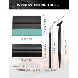 GISSVOGEEK Window Film Kit, 5 Pcs Window Tint Film Installation Tools, Car Windows Tint Kit, Window Privacy Film Installation Tint Kit, Vinyl Wrap Tools, Felt Squeegee, Micro Squeegee, Craft Knife