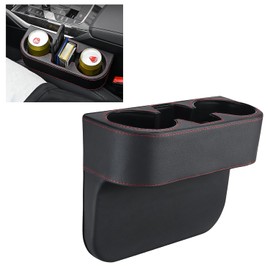 Portavasos para automóvil con relleno de espacio de asiento, piel sintética PU, organizador de relleno de espacio de asiento de coche con caja de almacenamiento, accesorio interior