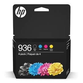 HP Cartuchos de tinta 936 negro, cian, magenta y amarillo (paquete de 4)  Funciona con OfficeJet 9120, Pro 9110, 9120, 9130, Wide Format 9730...      