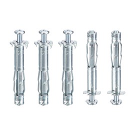 DTGN M4x46mm Hollow Wall Anchors - 5 Pack - Good for Hollow Wall Plaster Walls - Carbon Steel Hollow Drywall Anchors Screws, Silver