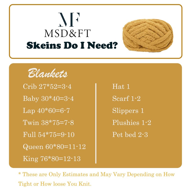 MSD&FT 4 Skeins Chunky Chenille Yarn Blanket Yarn (202408)