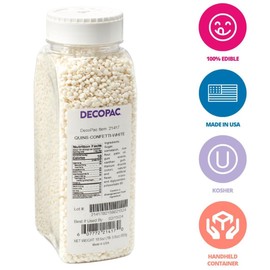 DECOPAC Quins Fancy Sprinkles, 19.5oz, Candy Sprinkles in Handheld Container, Edible Sprinkles For Celebration Cakes, Cupcakes, Cookies - Confetti White Quins