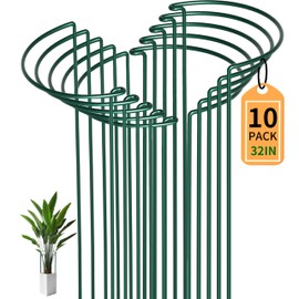 TCBWFY Plant Support Stakes for Large Heavy Plants,10PCS Peony Supports 14"x32" Heavy Duty 5mm Wire Peony Cages,Interlock Garden Supports Ring Border Support,Plant Support Cage for Rose Flowers