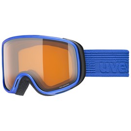 uvex scribble LG - Slightly Contrast-Enhancing Stylish Ski Goggles with Anti-Fog Coating and Large Field of View for Children - Blue/Laser Gold Clear - One Size