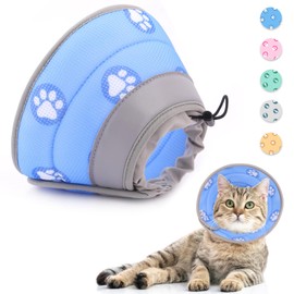 Supet Cat Collar, Adjustable Collar Cat Collar, Recovery Collar, Soft Collar Cone After Surgery and Injuries for Puppies, Small Dogs and Cats (Blue, M)