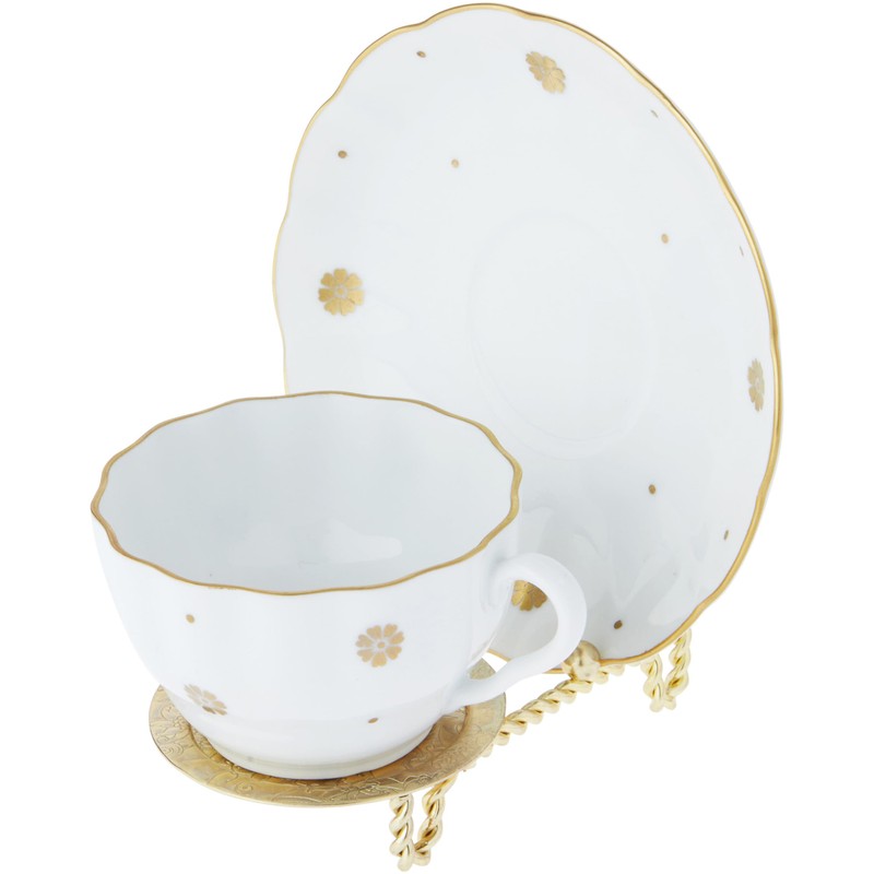 Bard's Ornate Twisted Shiny Gold-toned Cup and Saucer Stand, 3"