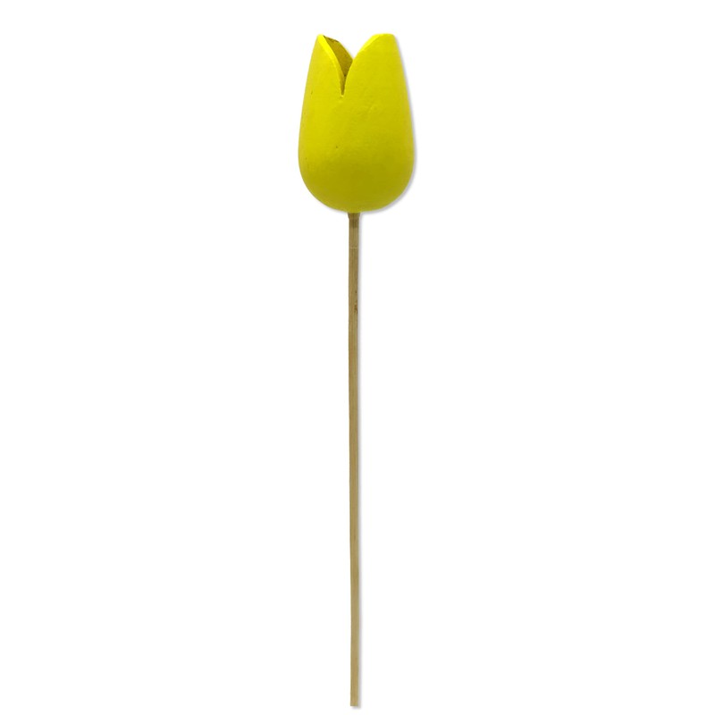 Wooden Tulip Decorative Stake 4 x 36 cm Yellow Pack