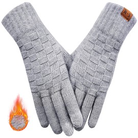 REACH STAR Winter Gloves for Women, 3-Finger Touch Screen Elastic Lining Knit Gloves, Warm Gloves Cold Weather,Running,Driving(Light Gray, One Size)