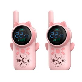 Tefola - 2Pcs Walkie Talkie para Niños, Walkie Talkie para Niños Recargable USB 400mAh, Walkie Talkie de Juguete con Linterna y LCD Retroiluminada Radio Juguete, Rosa
