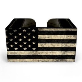 Wooden Utensil Holder Napkin Bar Caddy Parent (American Flag Black)