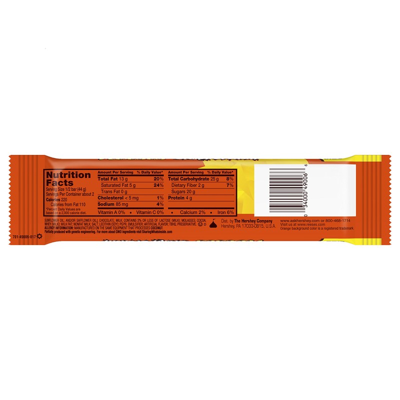 REESE'S Peanut Butter Candy Bar Crispy Crunchy Bars, King Size