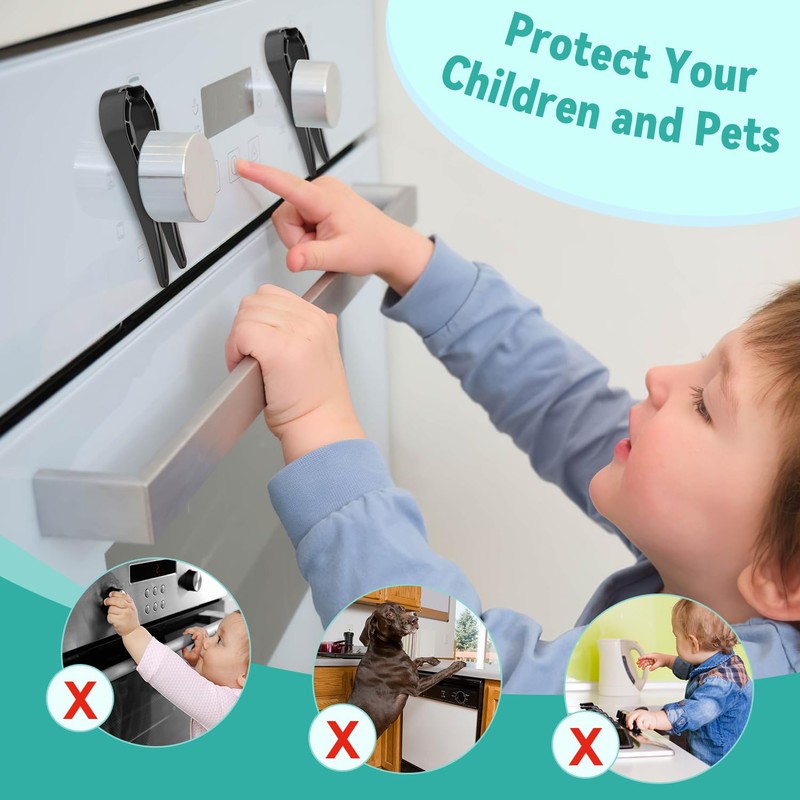 Gas Stove Knob Locks Protecting Kids and Pets; Oven Knob