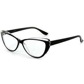 Aloha Eyewear Caribe Reading Glasses with Colorful, Two-Tone Cateye Frames for Stylish Women (Black +2.50)