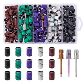 Nail Sanding Bands for Nail Drill, Bestgle 250Pcs Coarse Fine Sanding Tape with 3Pcs 3/32" Mandrel Bits for Manicures Pedicures 80#120#180#240# Grits