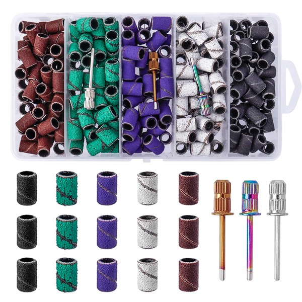 Nail Sanding Bands for Nail Drill, Bestgle 250Pcs Coarse Fine