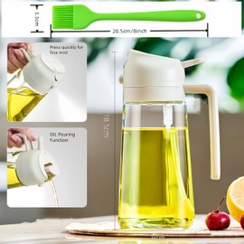 2-in-1 Olive Oil Dispenser and Sprayer, 16 oz/470ml Oil Sprayer for Cooking, Kitchen, Salad, Barbecue (White)-Including 1pcs oil brush