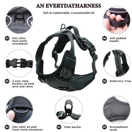 Gavpepy No Pull Dog Harness, Reflective Comfortable Vest Harness with Front & Back Easy Control Handle Adjustable Soft Padded Pet Vest for Small to Large Dogs(Orang,M)