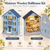 DIY Miniature House Kit with Furniture and LED Light, Wooden