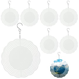 MUKLEI 8 PCS Sublimation Wind Spinner Blanks, 8 Inch Round 3D Aluminum Metal Wind Spinners Indoor Outdoor for Yard, Garden, Porch, Door Decoration