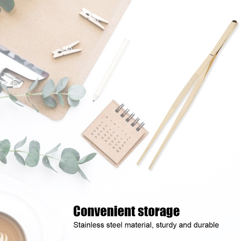 Stainless Steel Kitchen Tweezer Food Clip with Serrated Tip Cooking