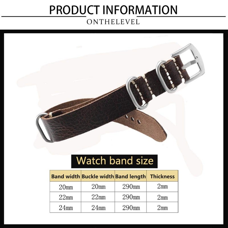 [Onthelevel] Watch Strap Genuine Leather Nato Zulu 20mm 22mm 24mm