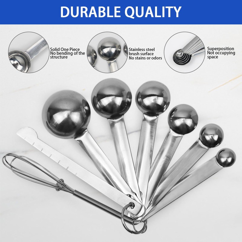 14Piece Stainless Steel Measuring Spoons and Cups Combo Stainless Steel