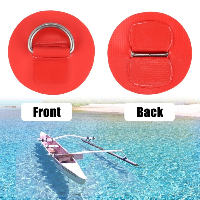 X AUTOHAUX 6pcs 6cm Red D Ring Patch PVC Stainless