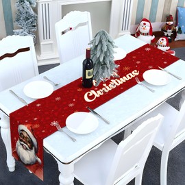 Sunwer Merry Christmas Table Runner African American Black Santa Claus Xmas Winter Holiday Party Decoration Home Kitchen Dining Room Decor 72Inches Long