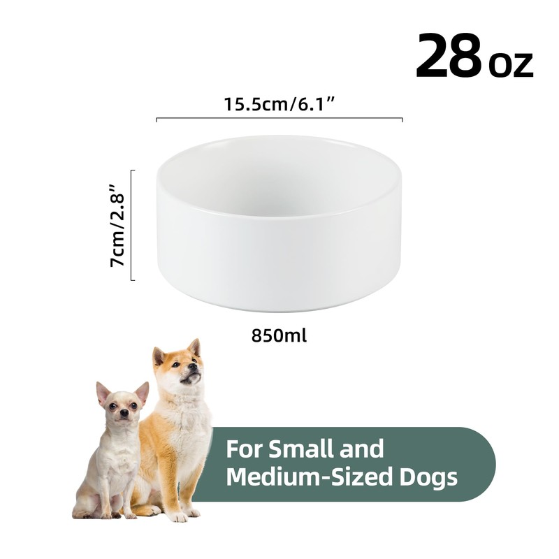 Havniva Ceramic 6.1inch Non-Slip Dog Food and Water Bowl for