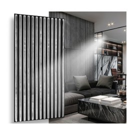Slats, 3D Panels, Wall Panels Made of XPS Polystyrene Styrofoam, Silver, 100 x 50 cm, 3 mm Thick, Ceiling & Wall Cladding, Lightweight and Modern, 20 m², Pack of 40