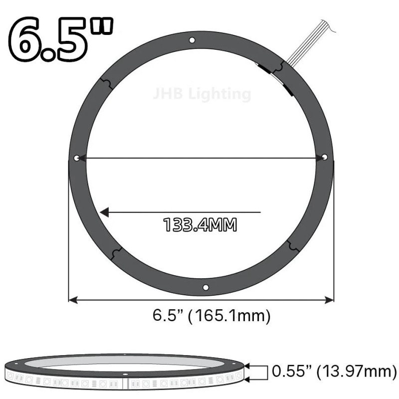 JHB Set 2PCS 6.5" Remote APP RGB Color LED Rings