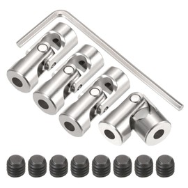 QUARKZMAN 4 Pieces 4 mm to 4 mm ID Steering Universal Joint Shaft Coupling, L23XD9 Metal 45° Rotating Joint Couplings with Screws and Wrench Set