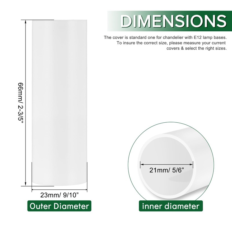 2.6 Inch Tall White Plastic Candle Covers Sleeves Chandelier Socket