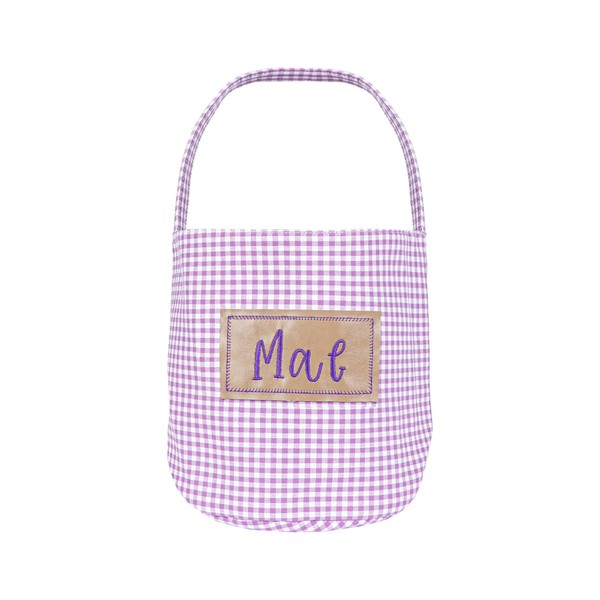 Morxy Personalized Plaid Easter Candy Basket with Embroidered Name, Custom