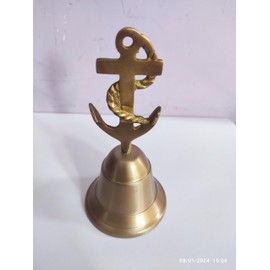 Handheld ghanti Indian Brass handbell for Events foodline Alarm Jingle Ringers Service Bell Extra Loud Solid Bras Handheld Call Bell by ATCUSA (Design no 5)
