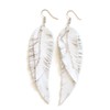 White Leather Feather Earrings, layered earrings, tribal Earrings, Boho earrings,