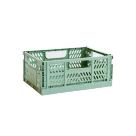3 Sprouts Recycled Plastic Collapsible Crate - Stackable Folding Storage Crate for Organization for Adults & Kids - Foldable Plastic Crate - Medium - Green