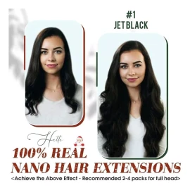 Hetto Extensiones De Cabello Natural 22in #1 Negro Azabache 50gr