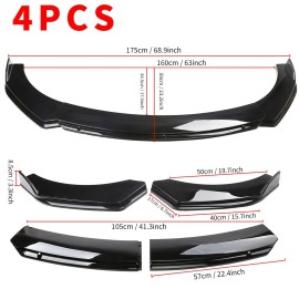 For INFINITI Q50 2014-2022 Front Bumper Lip Spoiler Lower Splitter Gloss Black