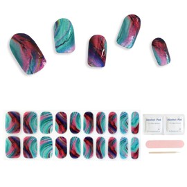 ACROIN Semi Cured Gel Nail Strips Nail Wraps 20 Stickers, Works with Nail Lamps, Salon-Quality, Long Lasting, Easy to Apply & Remove, Includes Cleaning Pad, Nail File, Wooden Stick - Colored Sand