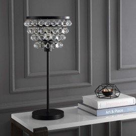 JONATHAN Y JYL9004A Buckingham 25" Crystal/Metal Lamp Modern,Contemporay,Transitional,Glam for Bedroom, Living Room, Office, College Dorm, Coffee Table, Bookcase, Bronze