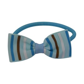 Light Blue Kids Bow Ponytail Holder Candy Stripe Elastic Hair Ties for Girls (2 Pack)