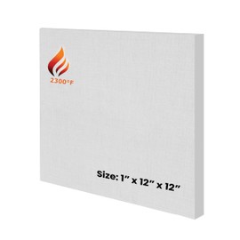 Ceramic Fiber Board - 1" Thick x 12" x 12" - 2300F Rated Fireproof Board - Ceramic Fiber Insulation Board for Stove, Furnace, Forge, Kiln, Boiler, Pizza Oven, Fireplace Baffle Board, 1 Pack