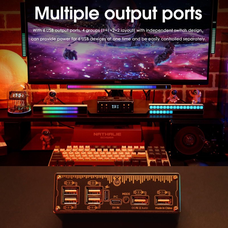 Mini 6-Port USB Charger HUB Mini USB Power Splitter 25W