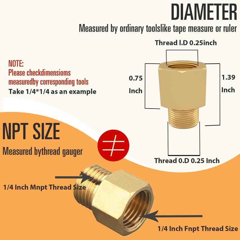 JSMOUID 1/2 Inch Male x 1/2'' Female NPT Brass Pipe