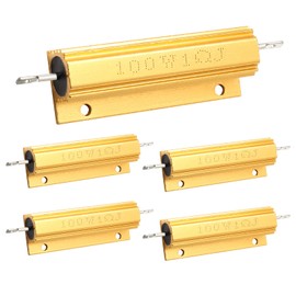 BokWin 5 Pcs 100W 1Ohm 5% Wirewound Resistor,Aluminum Shell Resistor,Gold Load Equalizing Resistor for Ring Doorbell,Car Light,Audio,Elevator